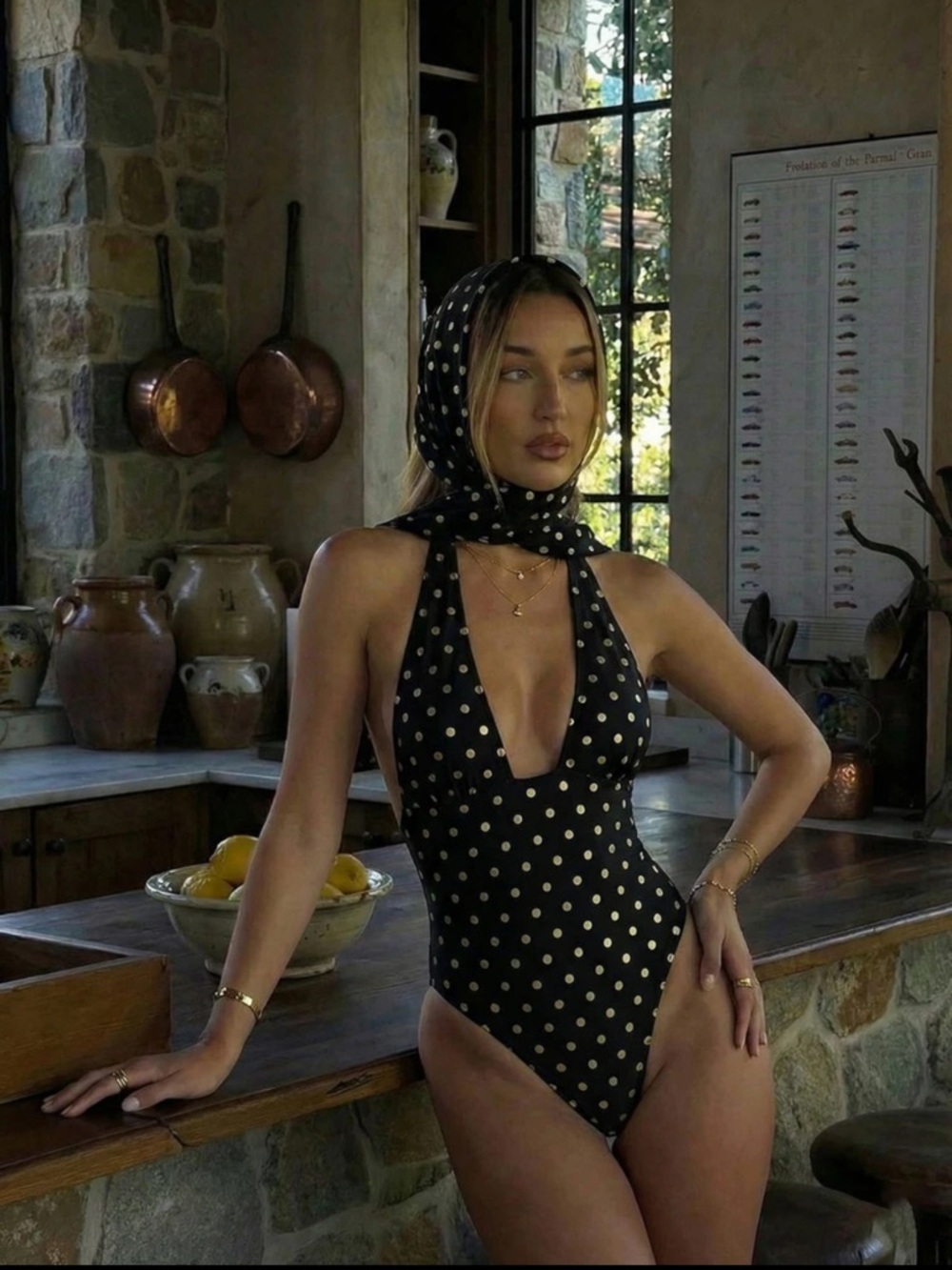 Women's Sexy Polka Dot Twist Asymmetrical Backless Chiffon One-Piece Swimsuit,